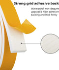 White Weather Seal Tape with strong grid adhesive backing revealing texture, 1/2 Inch By 1/2 Inch By 16 5 Ft Roll.