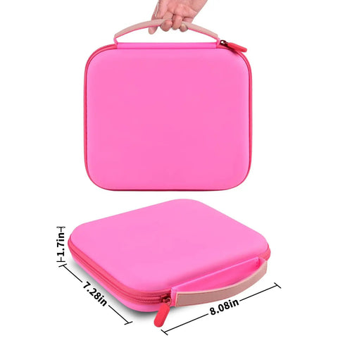 Pink Universal Case For LED Neck Reading Light, Portable Storage Holder, dimensions 8.08x7.28x1.17in, soft padded sleeve