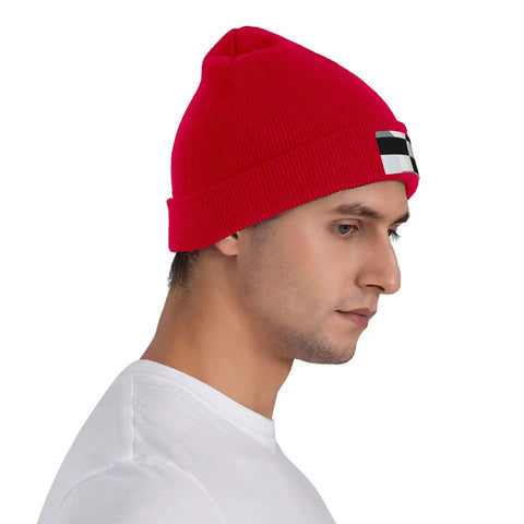 Black And White Piano Plate Grid Knit Beanie Soft Acrylic Winter Hat For Freezing Temperatures Keep Your Dome Straight Up Snug With This Rad Patterned Headwear For Daily Grind Or Weekend Vibe.
