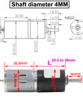 Power Up Your Projects With This Sleek Dc Low Speed Micro Planetary Gear Motor showing dimensions and shaft details.