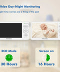 Top Shelf 6 Inch Video Baby Monitor With Ips Screen And Camera For Crystal Clear Audio And 30 Hour Battery Life Featuring Night Vision Two Way Talk And Portable Design That Is A Straight Up Game Changer showing screen modes with baby smiling.