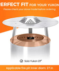 Heat Deflector For 27 Inch Fire Pits And Solo Stove Bonfire 1.0/2.0, 304 Stainless Steel with 3 Leg Design shown over a 27-inch pit