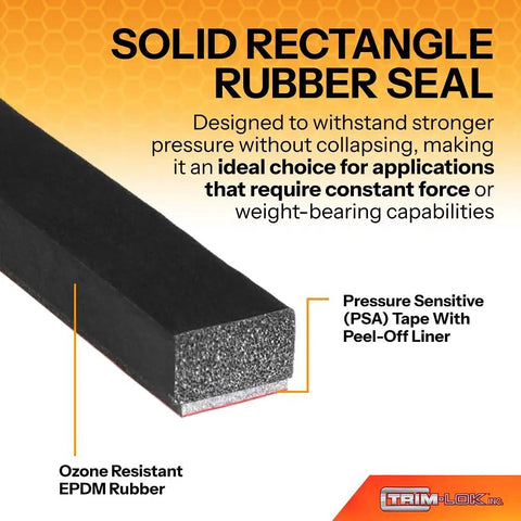 Rectangle Rubber Weather Seal With 3M Bonded Tape For Doors And Windows, Heavy Duty EPDM Gasket close-up image.