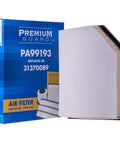 Engine Air Filter PA99193 Fits Volvo XC90 2016 To 2025 XC60 2018 To 2025 product box and filter close-up