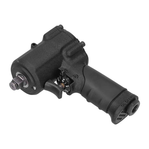 Mean Streak Half Inch Pneumatic Air Impact Wrench Packing Serious Heavy Duty Torque With Lightweight Ergonomic Feel And Smooth Variable Trigger, side view showing grip and trigger.