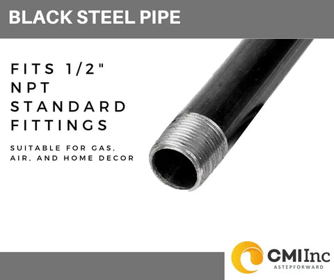 Half Inch Black Steel Pipe Nipples And Fittings Assorted Pack For DIY Home Furniture Decor Sixty Six Piece Set Including One Half Inch Black Threaded Nipples And Fittings For Bedroom Bath Kitchen And Dining Room Projects