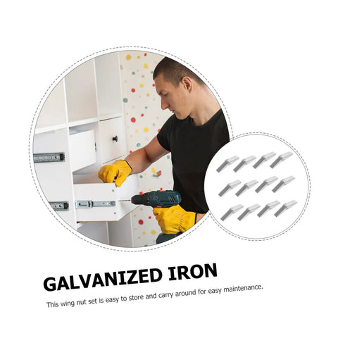 12-Piece Galvanized Iron Toggle Bolts With Wings For Drywall And Hollow Walls, man installing cabinet with drill