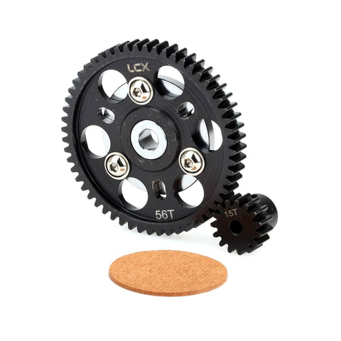 Hardened Steel 32P 56T Spur Gear With 15T Pinion For Axial SCX10 Wraith RC Crawler Upgrades Beefed Up Durability Easy Install Black Finish Includes 1 Spur Gear And 1 Pinion