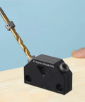 Top Tier 45 Degree Dowel Jig Wood Joinery Tool Aluminum Drill Guide for Furniture Crafts with 9.5mm drill bit in wood.