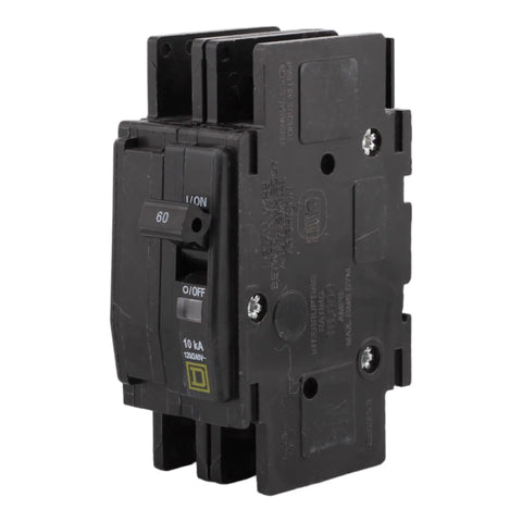 QOU260 Miniature Circuit Breaker 120/240V 60 Amp 1 Phase 4 Pole Nema 3R Rated, side view with on/off switch