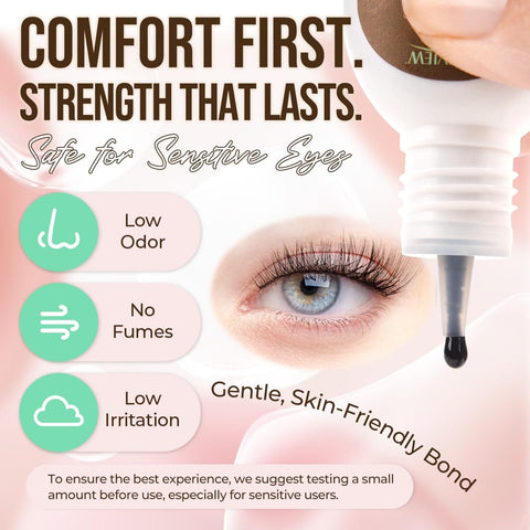 Image showing an eye and dropper with Beast Mode Strong Hold Lash Cluster Glue For Up To 4 Weeks, Waterproof And Sweatproof Adhesive.