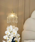 Glass Pendant Lamp Crystal Pendant Light Shade Ceiling Light Chandelier Ceiling Lamp bedside lamp above white orchids.