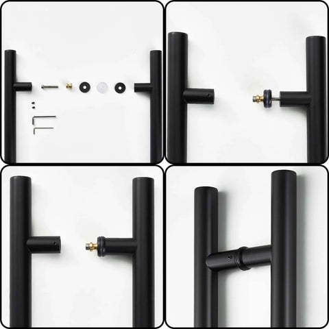 12-Inch Heavy-Duty 304 Stainless Steel Door Pull Handle For Interior And Exterior Use, Push Pull For Two-Side Glass And Barn Doors, Commercial Grade, Rust-Resistant, Black Finish.