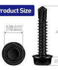 Heavy Duty Number Twelve By Three Quarter Hex Washer Head Self Tapping Screws Black Finished Stainless Steel Tek Self Drilling size dimensions