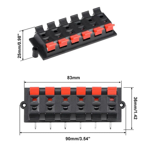 12 Way Jack Socket Spring Push Release Connector Speaker Terminal Strip Block for DIY Speaker Builds and Upgrades, 12 pins