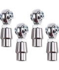 Rock Solid Four Piece 5/8 Inch 18 Thread Heim Joint Rod End Kit With Spacers, chrome finish, flexible connectors for steering and machinery.