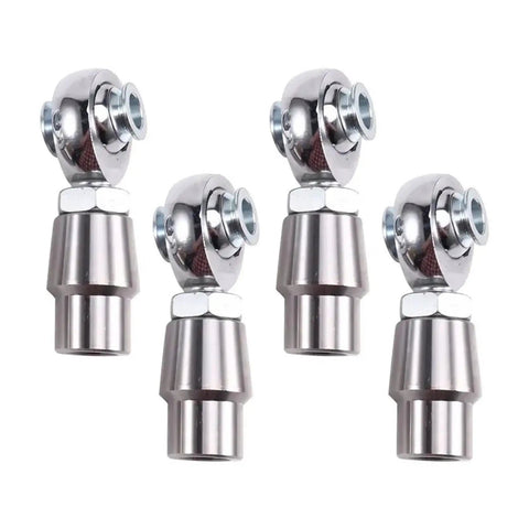 Rock Solid Four Piece 5/8 Inch 18 Thread Heim Joint Rod End Kit With Spacers, chrome finish, flexible connectors for steering and machinery.