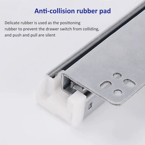 Heavy Duty Soft Close Drawer Slides With Full Extension For 40Kg Load, 50Cm Length detail showing anti-collision rubber pad