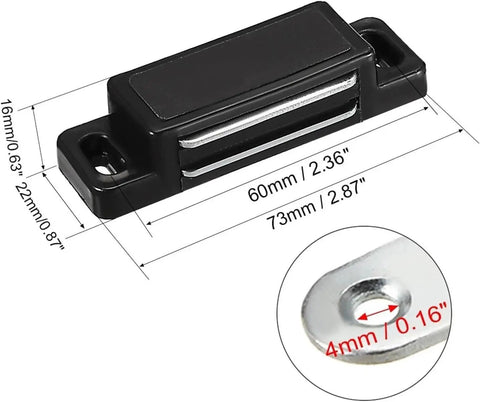 Black Magnetic Push Latches Kit 5Pcs Small Door Catches For Cabinets Cupboards And Wardrobes, Push To Open, Easy Install