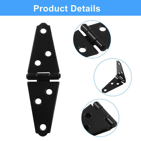 Heavy Duty Black Iron Strap Hinges Set 6 Pack 2 Inch Hinges For Shed Cabinets Doors And Gates With Mounting Screws