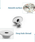Round Cabinet Knobs With Screws For Dresser Kitchen And Bathroom, stainless steel knob shown with smooth surface and deep hole thread