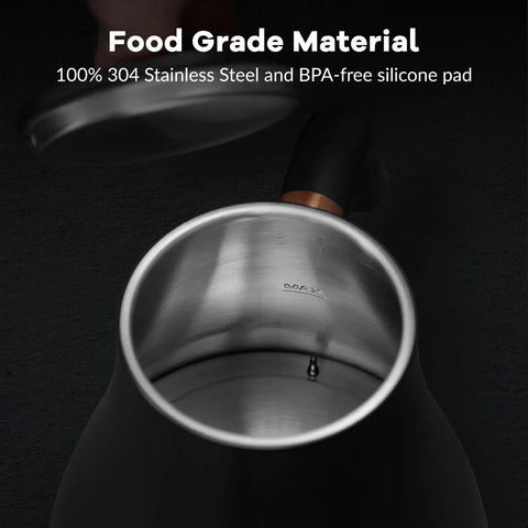 Top view of Gooseneck Electric Kettle With One Degree Fahrenheit Precision Temperature Control 100 To 212 F 1200W Fast Heat Up 0.8L Auto Shut Off, showcasing stainless steel interior.