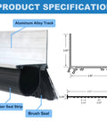 Universal Garage Door Seal Kit With Aluminum Track Retainer, U Shape Rubber Weather Stripping And Brush, product dimensions