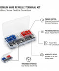 Ultimate 200 Piece Wire Ferrule Terminal Kit With Tinned Copper Crimp Connectors And Assorted Pre-Insulated Tube Terminals For Stranded Wiring To Prevent Fraying And Secure Electrical Connections Like A Boss in storage box