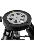 Close-up of a Carbon Fiber Equatorial Telescope Mount Stand for Planetary Imaging, showing the robust tripod connection.