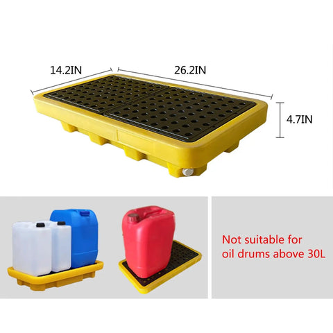 Nestable Oil Drums Spill Pallet With Leak Proof Tray In Bright Yellow In Industrial Garage Storage