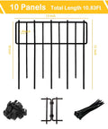 No Dig Yard Fence Border Kit 10 Pcs Upgraded One Point Two Six Inch Gap Decorative Fence for rabbits and dogs, showing panels, clips, and ties.