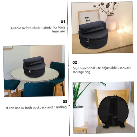 Premium Heavy Duty Waterproof Drum Instrument Backpack Featuring Rugged Adjustable Shoulder Straps And Smart Storage Layout For Weekend Musician Lifestyle on a table.