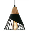 Dope Black Farmhouse Wooden Pendant Light With Rustic Wood And Metal Design