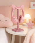 Pink Rhinestone Headphone Stand For Gamer Desk Setup With Soft Headrest Crystal Headset Holder Kawaii Bling Desk Accessory Cute Gift
