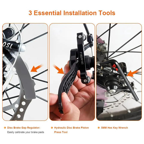 High Performance Disc Brake Pads Kit For Bikes And Electric Scooters 4 Pairs With Installation Tools shown in use