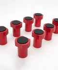 8 piece aluminum woodworking bench clamps with non slip rubber inserts three quarter inch 19mm in red, angled view