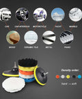 6 Inch Car Polishing And Buffing Sponge Pads Kit With Wool Bonnet Pads For Household Electric Drill And Auto Polisher Includes 8mm M14 Drill Adapter 11 Piece Set