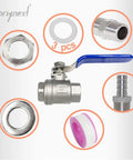1/2 inch NPT stainless bulkhead valve with accessories for home brewing kits