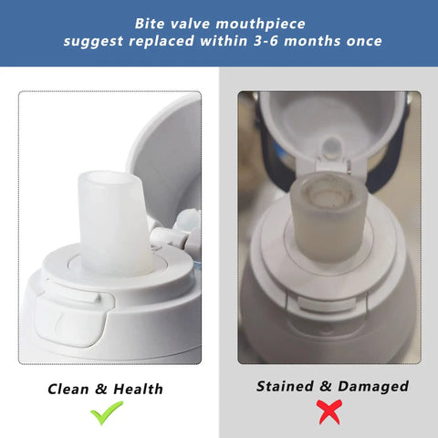 Bite Valve Replacement Pack for Brita Water Bottle Mouthpiece, 3 Pack, Food Grade Silicone, BPA Free, Leak Proof and Odor Resistant, Durable Hydration Valve for Fresh Tasting Water, clean valve shown