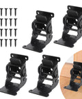 Self Locking Folding Table Hinges 90 Degree Brackets 4 Pack Heavy Duty Black Steel With Nickel Plated Finish for workbenches