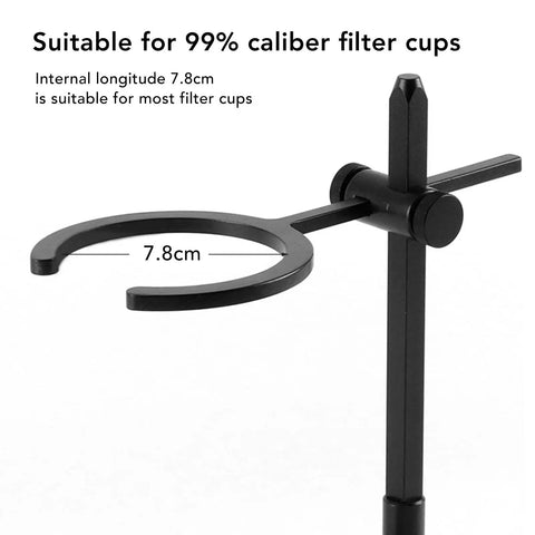 Heavy Duty Aluminum Pour Over Coffee Stand Adjustable Height And Angle Portable Dripper Holder with 7.8cm cup support.