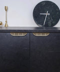 Brushed Brass Furniture Handles Leaf Shape Cabinet Door Pulls For Kitchen And Drawer Wood And Metal Cabinets Hidden Installation