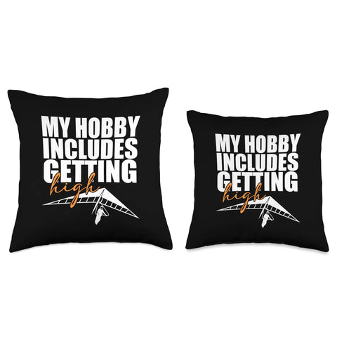 Funny Hang Glider Throw Pillow With Art For Men And Women Hang Gliding Gift Idea For Pros And Weekend Flyers