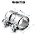 2 Inch Beefy Stainless Steel Exhaust Clamp Butt Joint Band Clamp for Pipes Mufflers with measurements 3.74 in length, 2 in diameter