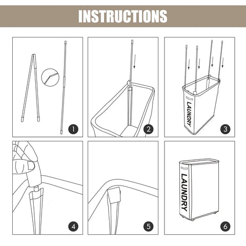 Assembly instructions for Slim Laundry Basket On Wheels With Grab-and-Go Handle, Collapsible Rolling Hamper For Narrow Corners