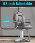 Barber Chair Hydraulic Pump Replacement For Most Styling Chairs, adjustable 4.3in height, shown on salon chair illustration.