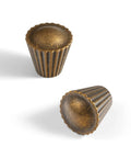 Six Pack Antique Brass Cabinet Knobs With Fluted Trumpet Ends Art Deco Inspired T Bar Handles for mid-century and vintage cabinets