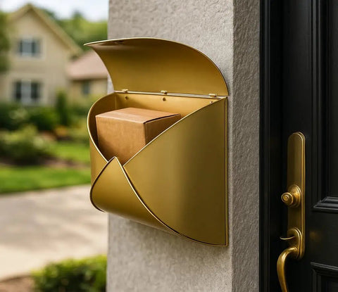 Sturdy Outdoor Wall Mount Mailbox With Gold Finish Built To Last Waterproof Weatherproof Envelope Mailbox For Outside Use Tough As Nails