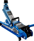 2.5 Ton Floor Jack Low Profile Heavy Duty Steel Racing Jack With Single Piston Lift Pump, blue body, side view