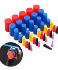 Premium Silicone Rubber Tapered Plugs Assortment 105 Pcs High Temp Masking Cone Kit Perfect For Powder Coating Painting And DIY Projects Super Durable Heat Resistant Stuff To Keep Your Work Clean. Silicone tapered plug assortment in multiple sizes, colored cones for masking